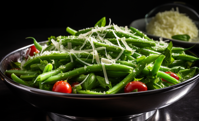 Grüner Bohnensalat mit Basilikum, Balsamico und Parmesan